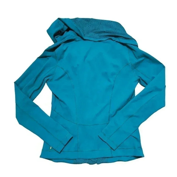Lucy Teal Mint Athletic Long Sleeve Full Zip Angled Jacket Size s - Picture 2 of 5